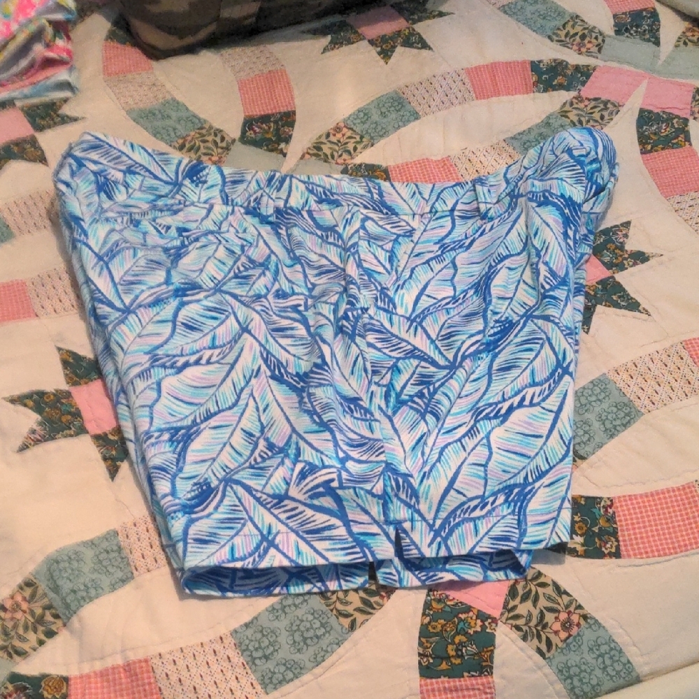 Lilly Pulitzer. Blue Leaf Print Shorts